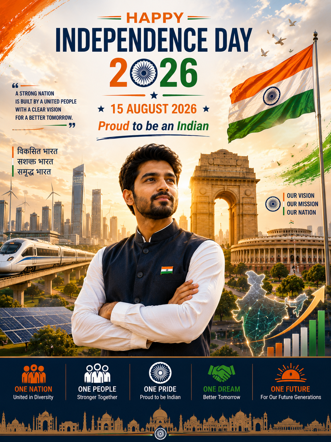 National Vision Independence Day 2026 poster template