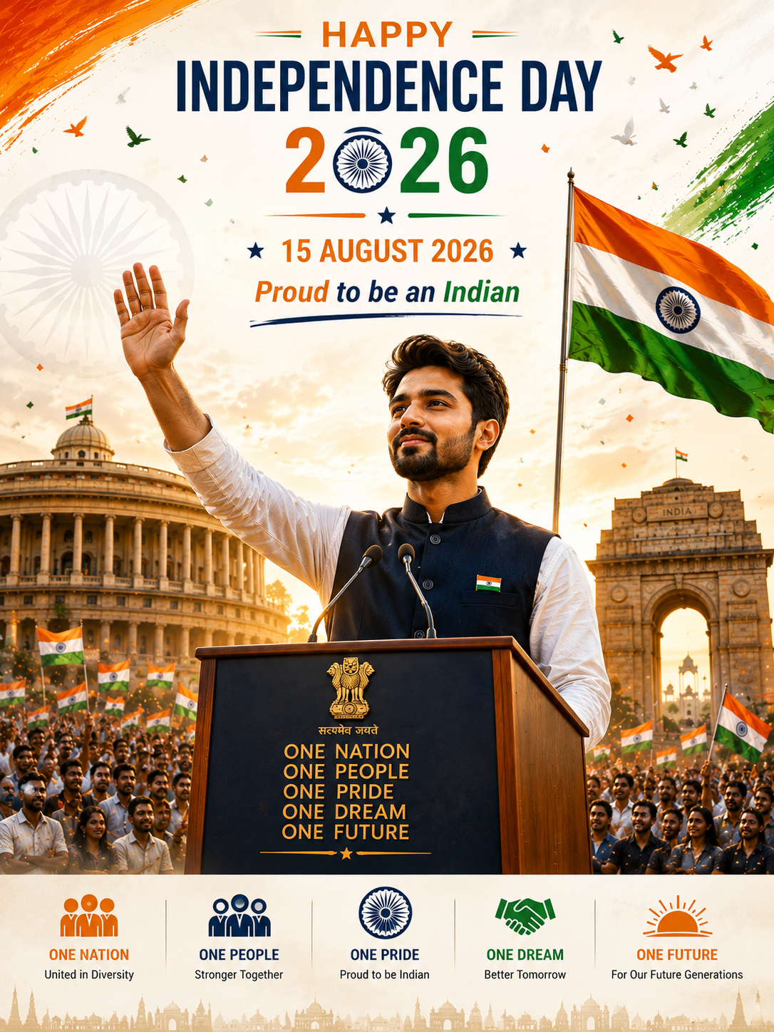 Public Leader Independence Day 2026 poster template